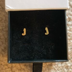 Gold Initial “J” Stud Earrings